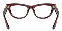 Shop BURBERRY Check Pattern Rectangle Eyeglasses in Red online.