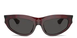 Shop BURBERRY Engraved Logo Cat-Eye Sunglasses in Check Red online.