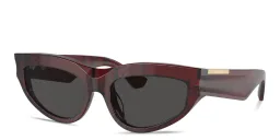 Shop BURBERRY Engraved Logo Cat-Eye Sunglasses in Check Red online.