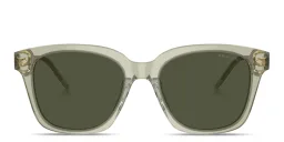 Shop GIORGIO ARMANI Logo Signature Square Sunglasses in Transparent Green online.