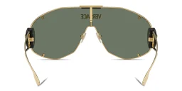 Shop VERSACE Medusa Wide Irregular Sunglasses in Gold online.