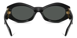 Shop VERSACE Medusa Plaque Irregular Sunglasses in Black online.