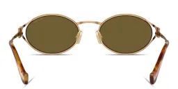 Shop MIU MIU Vertical Logo Oval Sunglasses in Gold online.