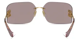 Shop MIU MIU Runway Rimless Wide Irregular Sunglasses in Gold online.