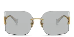 Shop MIU MIU Runway Rimless Wide Irregular Sunglasses in Gold online.