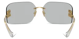Shop MIU MIU Runway Rimless Wide Irregular Sunglasses in Gold online.
