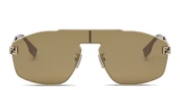 Shop FENDI Sky Wide Aviator Sunglasses in Gold online.