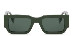 Shop FENDI Fendi Diagonal Rectangle Sunglasses in Green online.