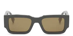 Shop FENDI Fendi Diagonal Rectangle Sunglasses in Brown online.
