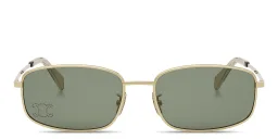 Shop CELINE Rhinestone Triomphe Rectangular Sunglasses in Gold online.