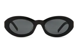 Shop SAINT LAURENT YSL Logo Oval Sunglasses in Black online.