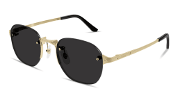 Shop Cartier Santos de Cartier Rimless Round Sunglasses in Gold online.