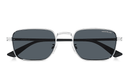 Shop MONTBLANC Nib Rectangle Sunglasses in Silver online.