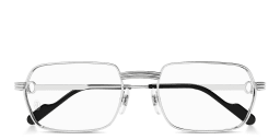Shop Cartier Première de Cartier Wide Rectangle Eyeglasses in Silver online.