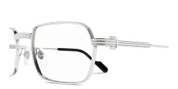 Shop Cartier Première de Cartier Wide Rectangle Eyeglasses in Silver online.
