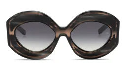 Shop VALENTINO V-Soul II Oversized Round Sunglasses in Black online.