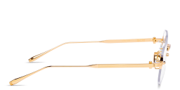 Shop AKONI Juno-One Unisex Rimless Irregular Eyeglasses in Gold online.