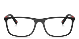 Shop PRADA Wide Rectangle Eyeglasses in Rubber Black online.