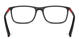 Shop PRADA Wide Rectangle Eyeglasses in Black online.