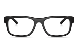 Shop Prada Linea Rossa Logo Lettering Rectangle Eyeglasses in Black online.