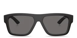 Shop Prada Linea Rossa Logo Lettering Square Sunglasses in Black online.