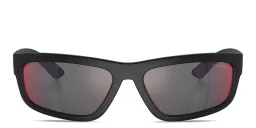 Shop Prada Linea Rossa Rectangle Sunglasses in Black online.