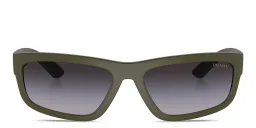 Shop Prada Linea Rossa Rectangle Sunglasses in Green online.