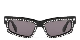 Shop OFF WHITE Miramar Unisex Cat-Eye Sunglasses with Crystal Embellishments in Black online.