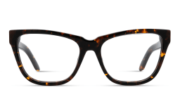 Shop OFF WHITE Logo Signature Unisex Wide Cat-Eye Eyeglasses in Black Havana online.
