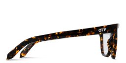 Shop OFF WHITE Logo Signature Unisex Wide Cat-Eye Eyeglasses in Black Havana online.
