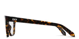 Shop OFF WHITE Logo Signature Unisex Wide Cat-Eye Eyeglasses in Black Havana online.