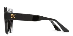 Shop Emmanuelle Khanh EK Logo Oversized Square Sunglasses in Black online.