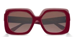 Shop Emmanuelle Khanh EK Logo Oversized Square Sunglasses in Burgundy online.