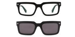 Shop OFF WHITE Clip-On Unisex Rectangle Eyeglasses in Black online.