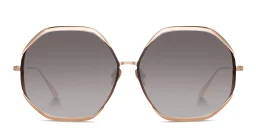 Shop LINDA FARROW Camila Oversized Irregular Sunglasses in Rose Gold online.