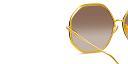 Shop LINDA FARROW Camila Oversized Irregular Sunglasses in Yellow online.