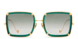 Shop ANNA KARIN KARLSSON White Moon Limited 5th Edition Oversized Square Sunglasses in Gold Green online.