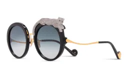 Shop ANNA KARIN KARLSSON Rose et La Roue Limited Edition Oversized Round Sunglasses in Black online.