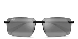 Shop Maui Jim Laulima Unisex Rimless Rectangle Sunglasses in Black online.