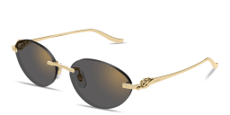 Shop Cartier Panthère de Cartier Rimless Oval Sunglasses in Gold online.