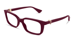 Shop Cartier Signature C de Cartier Rectangle Eyeglasses in Burgundy online.