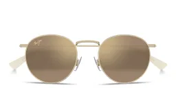 Shop Maui Jim Pūkaua Round Sunglasses in Gold online.
