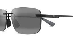 Shop Maui Jim Lanakila Unisex Rimless Rectangle Sunglasses in Black online.