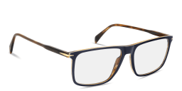 Shop DAVID BECKHAM Talisman Wide Rectangle Eyeglasses in Blue online.