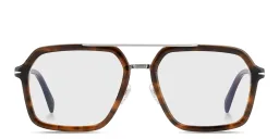 Shop DAVID BECKHAM Talisman Wide Rectangle Eyeglasses in Brown Horn online.