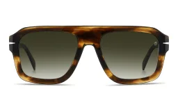 Shop DAVID BECKHAM Flat Top Square Sunglasses in Brown Horn online.