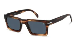 Shop DAVID BECKHAM Talisman Rectangle Sunglasses in Brown Horn online.