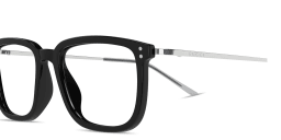 Shop GUCCI Engraved Logo Square Eyeglasses in Black online.