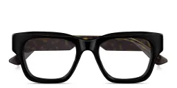 Shop GUCCI Logo Signature Square Eyeglasses in Black online.