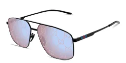 Shop GUCCI Web Pilot Sunglasses in Black online.